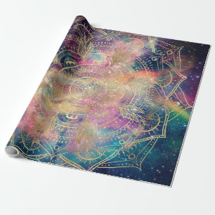 Stilvolle Goldmandala Wasserfarbe & Nebel Farblich Geschenkpapier