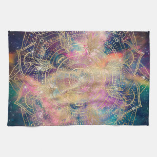 Stilvolle Goldmandala Wasserfarbe & Nebel Farblich Geschirrtuch
