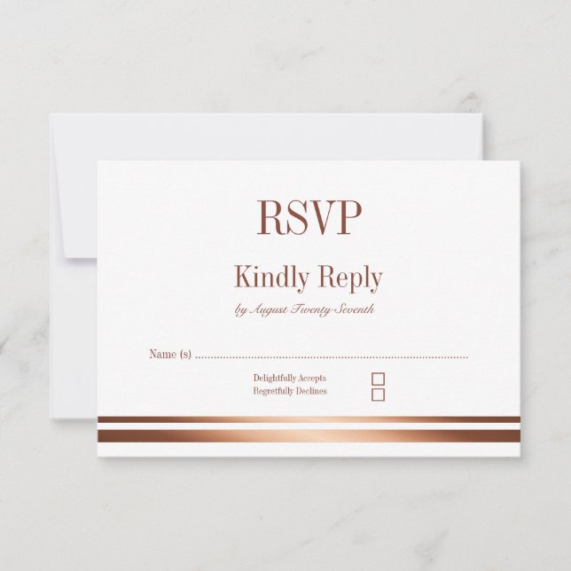 Stilvolle Goldtext-Hochzeit RSVP Karte (Vorderseite)