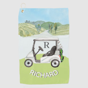 Stilvolle Golf Cart Clubs Monogram Name Golfhandtuch