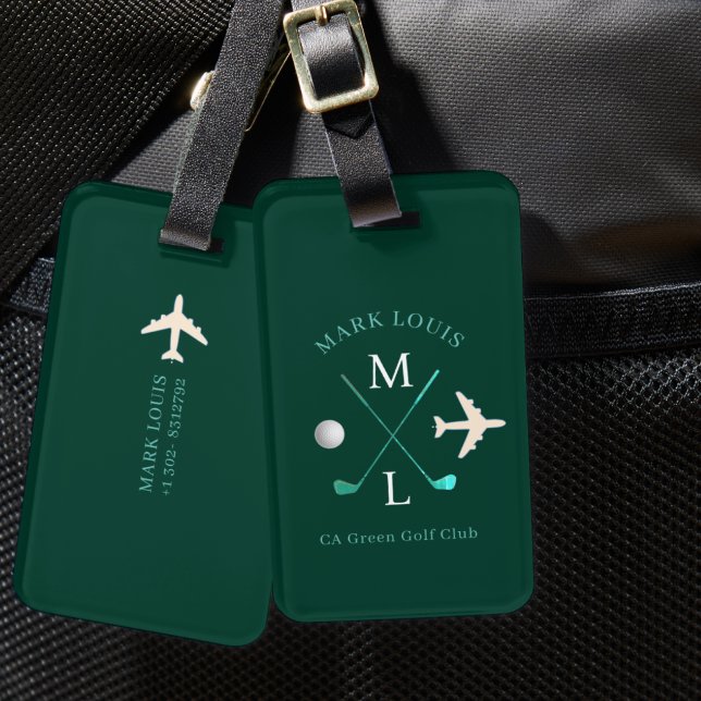 Stilvolle Golfer Club Monogram Green Travel Gepäckanhänger (Von Creator hochgeladen)