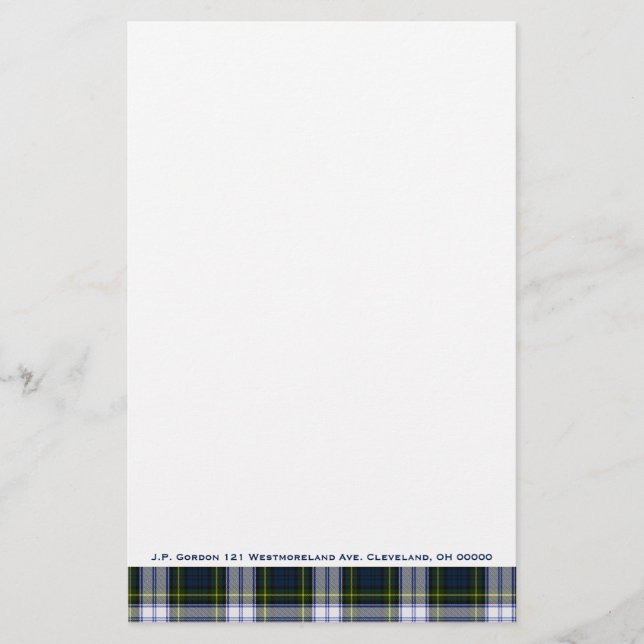 Stilvolle Gordon Dress Kariert Custom Stationery Briefpapier (Vorderseite)