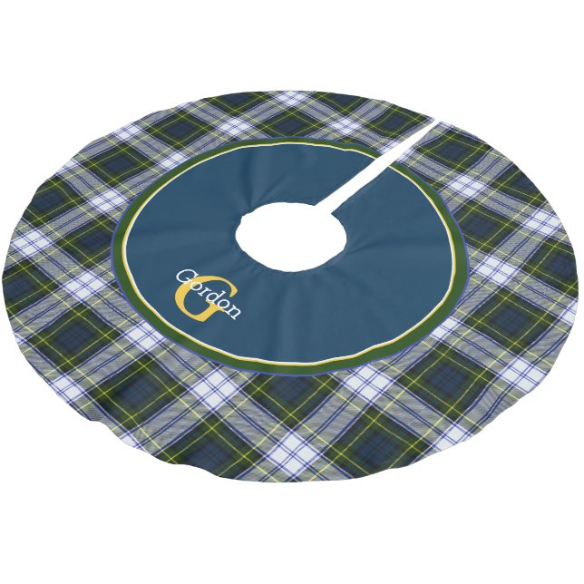 Stilvolle Gordon Dress Tartan Kariert Tree Skirt Polyester Weihnachtsbaumdecke (Schrägansicht)