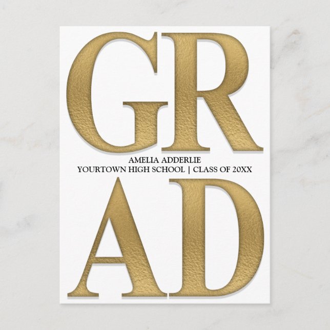 Stilvolle Grand Announcement Einladung White Gold (Vorderseite)