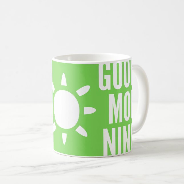 Stilvolle Grasgrün Guten Morgen Sonnencreme Kaffeetasse (VorderseiteRechts)