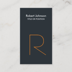 Stilvolle, graublaue Orange Monogram Business Card Visitenkarte