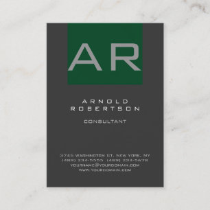 Stilvolle Graue Green Trendy Monogram Business Car Visitenkarte