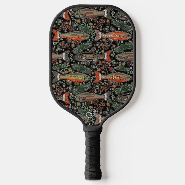 Stilvolle, graue Orange Black Freshwater Fish Pickleball Schläger (Vorderseite)