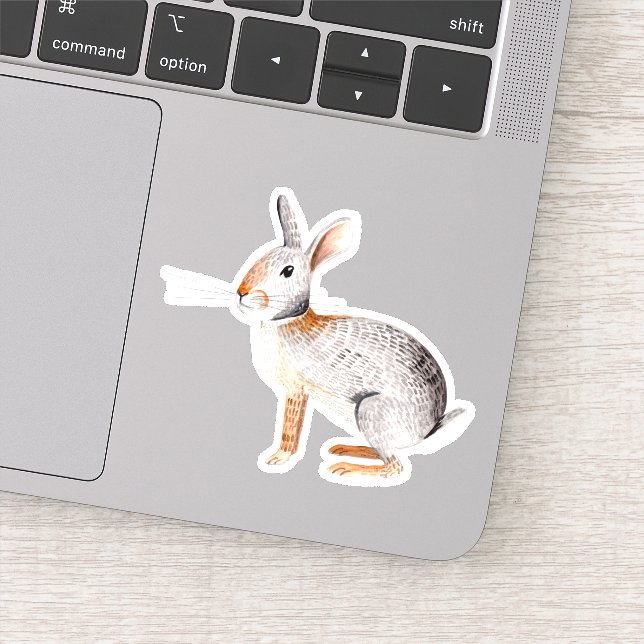 Stilvolle, graue und braune Stickerei für Tierhase Aufkleber (Detail)