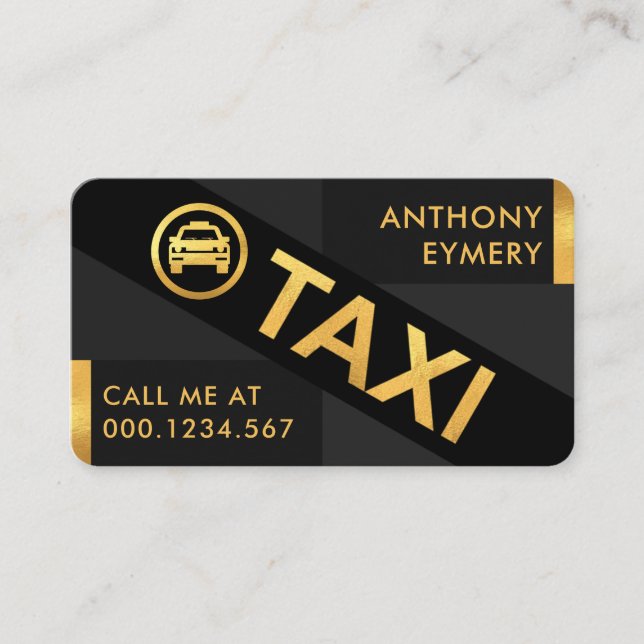 Stilvolle Gray Blocks Gold Lines Taxi Cab Visitenkarte (Vorderseite)