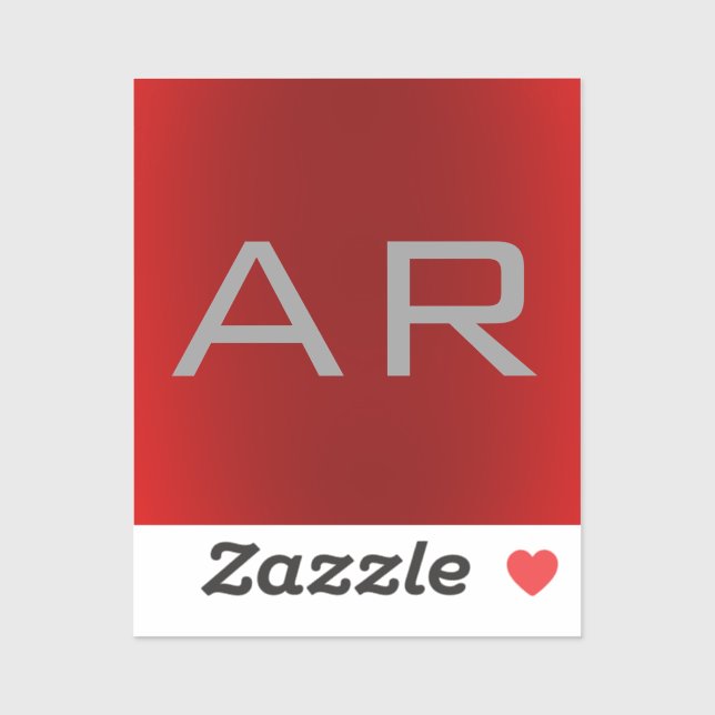 Stilvolle Gray Red Trendy Monogram Aufkleber (Blatt)