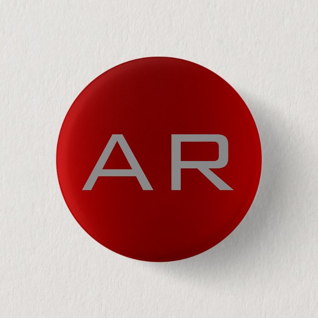 Stilvolle Gray Red Trendy Monogram Button (Vorderseite)