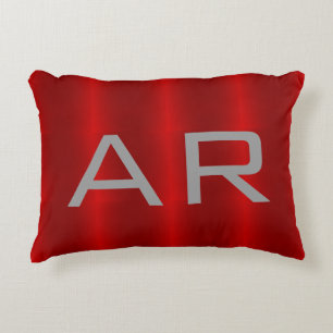 Stilvolle Gray Red Trendy Monogram Dekokissen