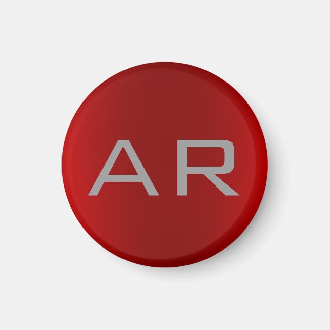 Stilvolle Gray Red Trendy Monogram Magnet (Vorne)