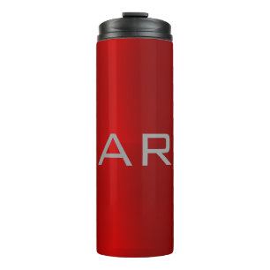 Stilvolle Gray Red Trendy Monogram Thermosbecher