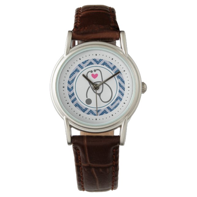 Stilvolle Gray Stethoscope Image and Red heart Nur Armbanduhr (Vorderseite)