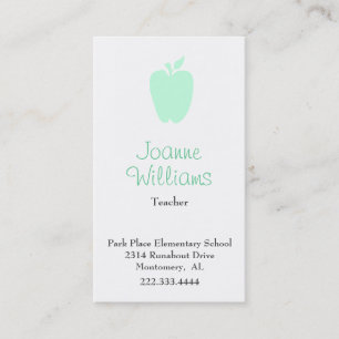 Stilvolle Green Apple Teacher Business Card Terminkarte