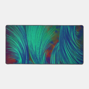 Stilvolle Green Blue Abstrakt Feathers Schreibtischunterlage