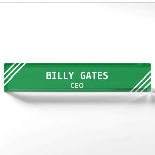 Stilvolle Green und White Desk Name Plate Namensplakette