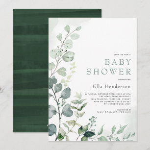 Stilvolle Grünanlage Eucalyptus Garden Baby Dusche Einladung