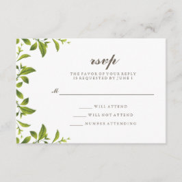 Stilvolle grüne botanische Blätter Hochzeit RSVP Karte