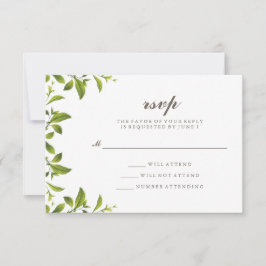 Stilvolle grüne botanische Blätter Hochzeit RSVP Karte