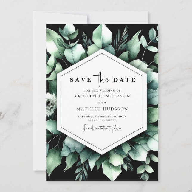 Stilvolle Grüne Eukalyptus Digital Wedding Save The Date (Vorderseite)