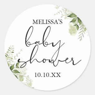 Stilvolle grüne florale Babyparty-Geschenke Runder Aufkleber