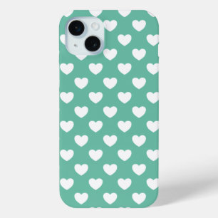 Stilvolle, grüne Polka-Punkte-Muster mit Herz Case-Mate iPhone Hülle