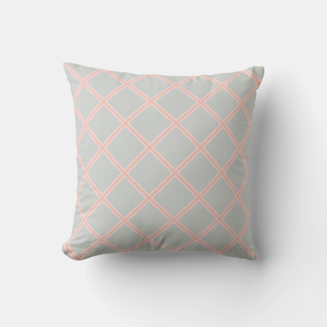 Stilvolle grüne rosa orange geometrische Schablone Kissen (Vorderseite)