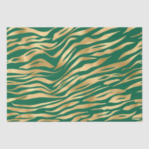 Stilvolle grüne und goldene wilde Tigerstreifen Sa Seidenpapier