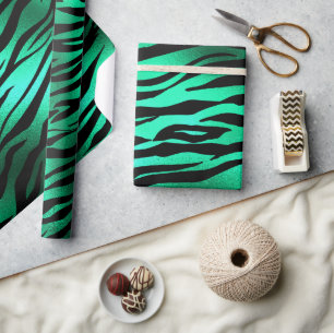 Stilvolle grüne und schwarze wilde Tigerstreifen S Geschenkpapier