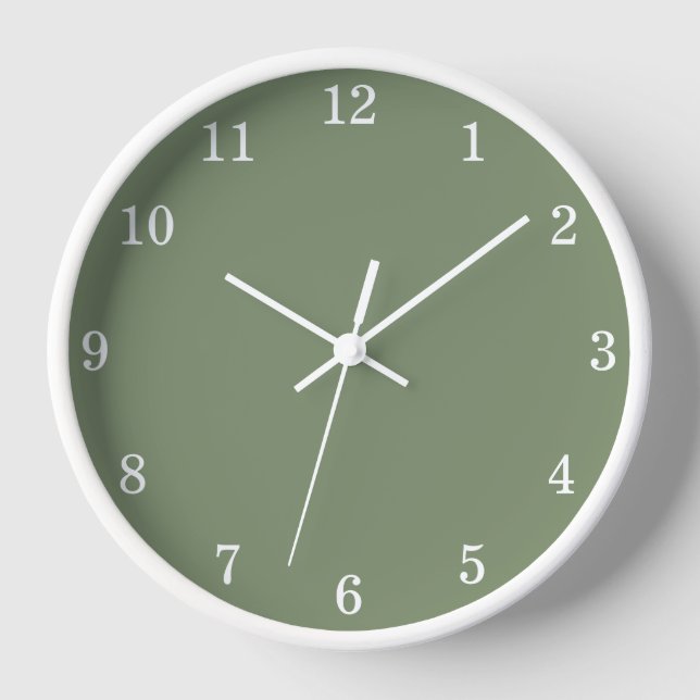 Stilvolle grüne Wall-Uhr in Minimalistischem Gehäu Uhr (Vorderseite)