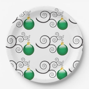 Stilvolle Grüne Weihnachtsschmuckmuster Pappteller