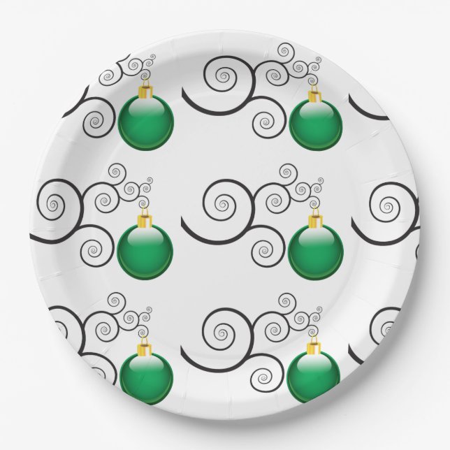 Stilvolle Grüne Weihnachtsschmuckmuster Pappteller (Vorderseite)