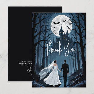 Stilvolle Gruselige Wald-Hochzeit im Schloss TLW26 Dankeskarte