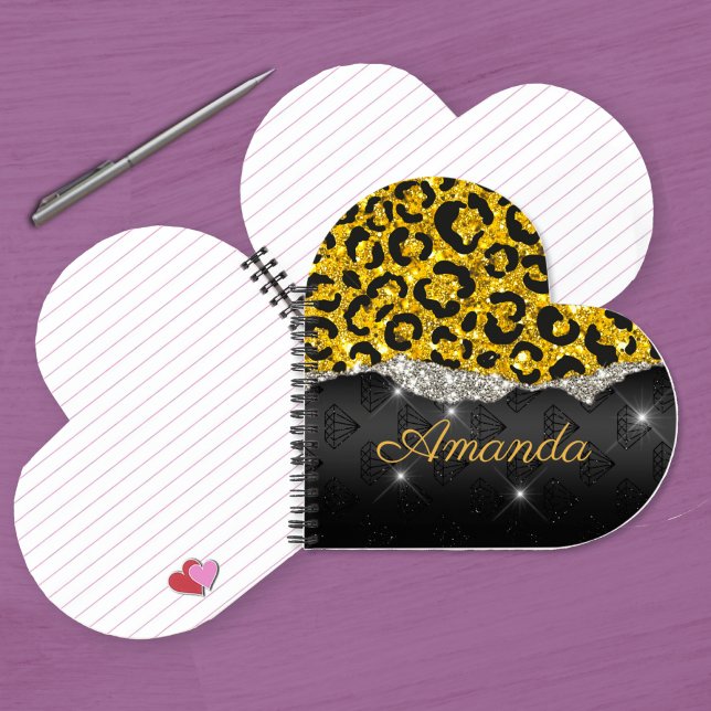 Stilvolle gürtelige Imitate Glitzer-Tierdruck Mono Notizbuch (Von Creator hochgeladen)