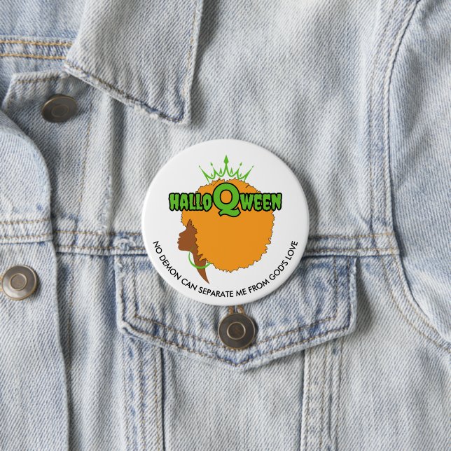 Stilvolle HALLOQWEEN Afro Queen Halloween Button (Beispiel)
