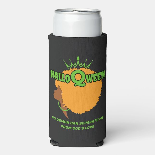 Stilvolle HALLOQWEEN Afro Queen Halloween Selters Dosenkühler (Seltzer Vorderseite)