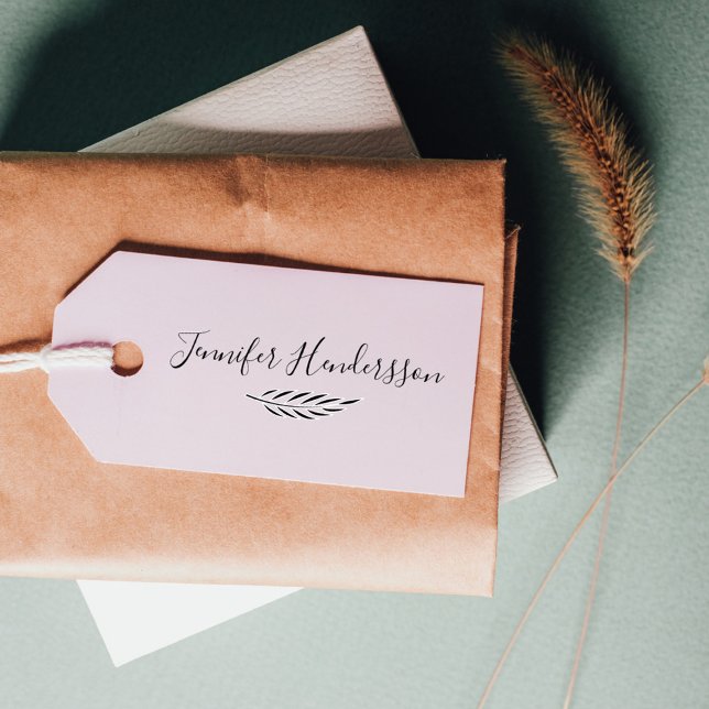 Stilvolle handgeschriebene Unterschrift/Olivenzwei Gummistempel (Stylish elegant handwritten signature botanical leaf stamp)