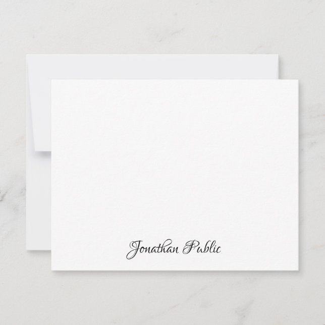Stilvolle Handschrift Name Text Minimalistisch Fla Mitteilungskarte (Vorderseite)