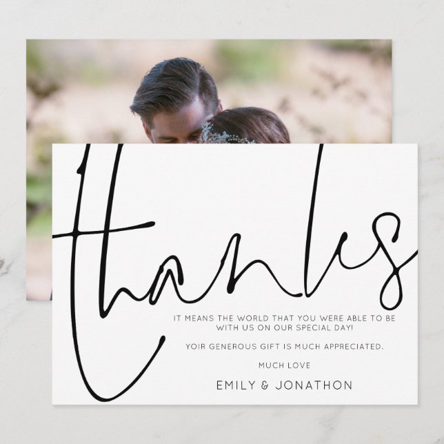 Stilvolle Handwriting-Skript Danke Foto Vielen Dan (Vorne/Hinten)