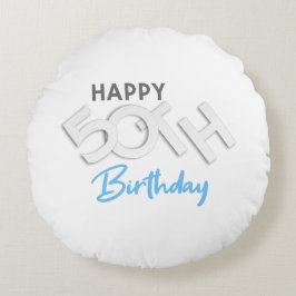 Stilvolle Happy 50. Geburtstags Typografie Rundes Kissen