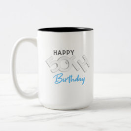 Stilvolle Happy 50. Geburtstags Typografie Zweifarbige Tasse