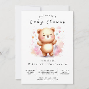Stilvolle Happy Bear Baby Dusche Einladung