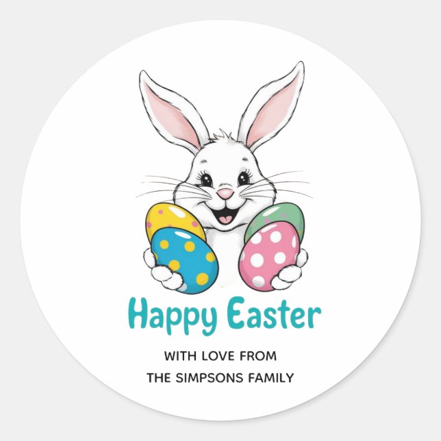 Stilvolle Haseneier Blumen Happy Easter Aufkleber (Vorderseite)