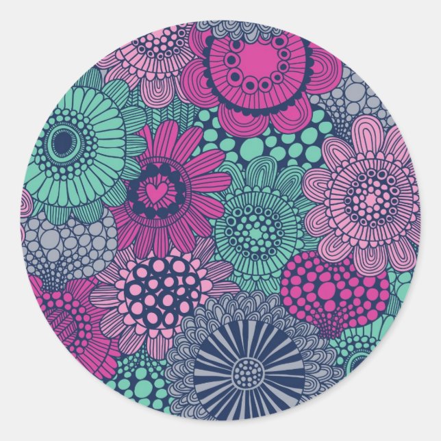 Stilvolle, helle Gestaltung wunderschöner Blume Runder Aufkleber (Vorderseite)