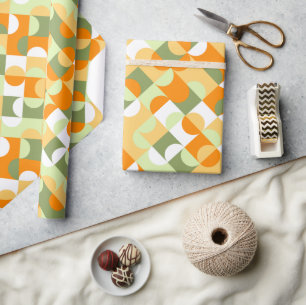 Stilvolle helle grüne sonnige orange Kreise Kunst Geschenkpapier