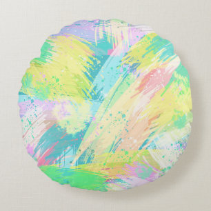 Stilvolle, helle Pastellfarben Abstrakte Kunst Rundes Kissen
