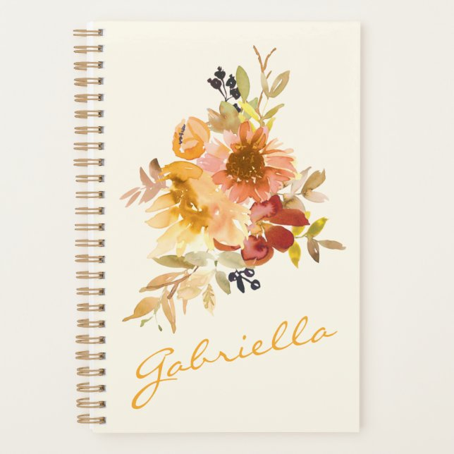 Stilvolle Herbst Wasserfarben Personalisiert Planer (Vorderseite)